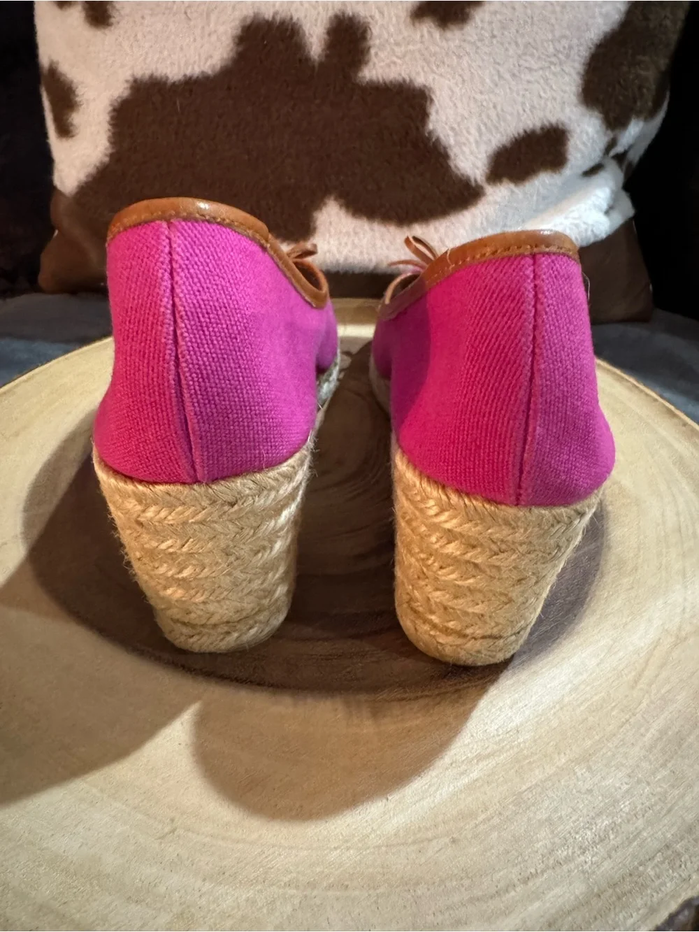 Coach Pink Espadrille with Tan Leather Trim